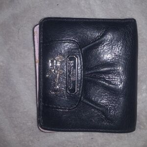 Coach wallet, black, leather, pink on insode